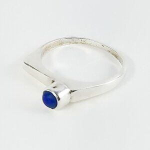 MOD Sterling Ring - Minimalist Blue Lapis Ring - Blue Dot Ring